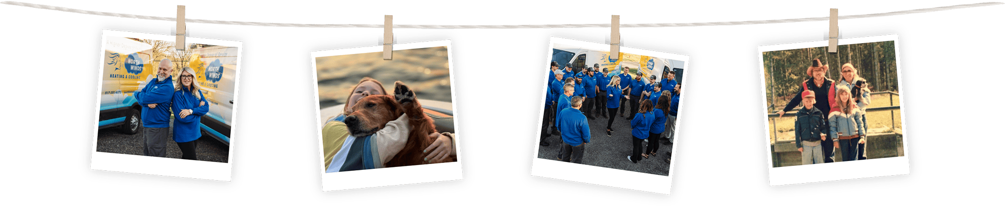 Collage of North Winds Heating & Cooling team and family moments.